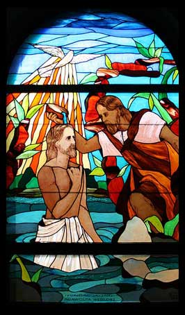 chrzest Jezusa witraż Bielsko-Biała
